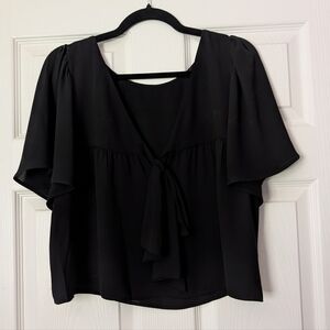 LOFT Black Women's Blouse with Tie Back